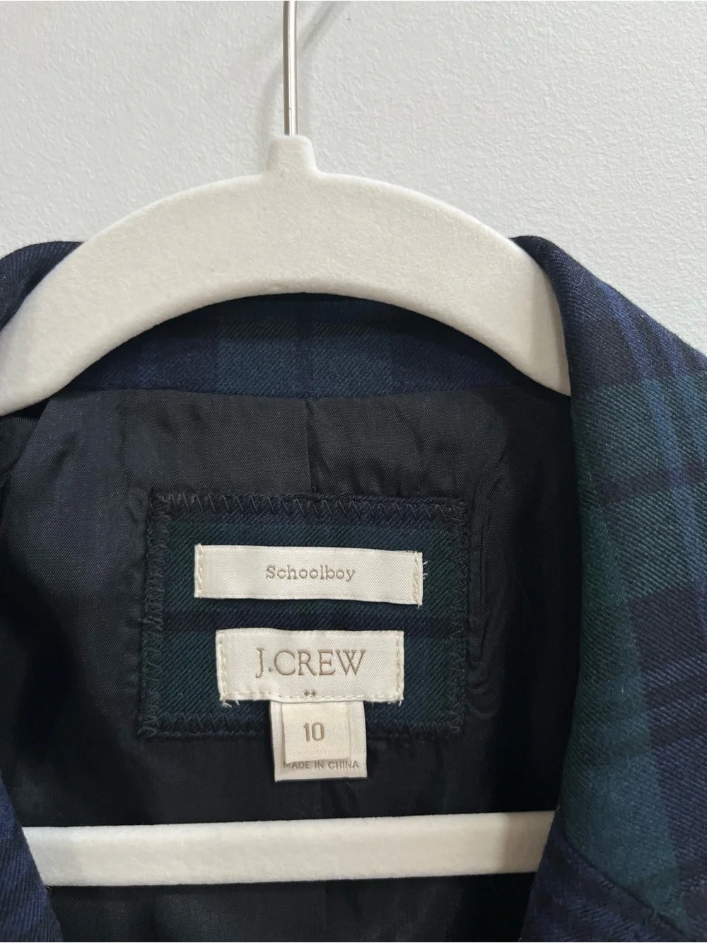 J. Crew Factory Black Watch Plaid Blazer Green Blue Gold Two Buttons Size 10